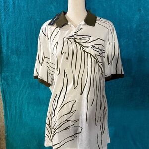 Michael Kors Cream Tan Polo Collar Button Down